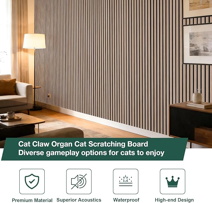 Yuzzy 4 Pack Wood Panels for Wall, 94.5" x 11" Acoustic Wood Slat Wall Panel - Image 2