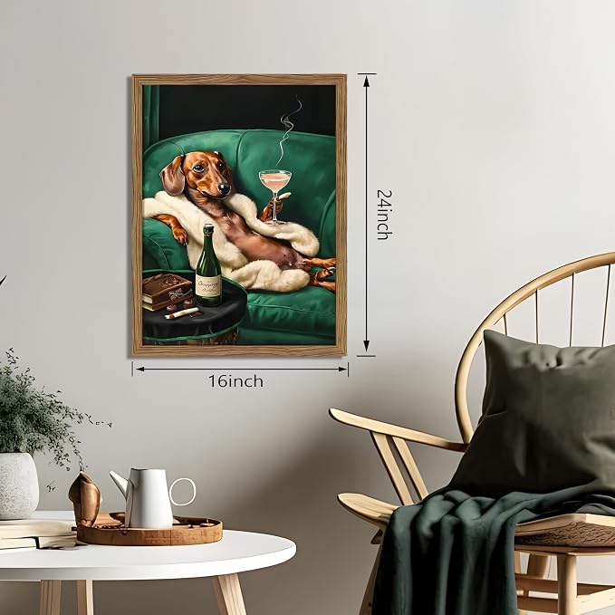 Framed Funny Dachshund Wall Art, Playful Dog Canvas Print - Image 3