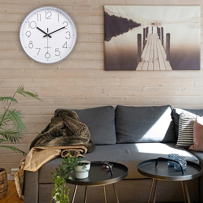 jomparis Modern 12" Battery Operated Non-Ticking Silent Sweep Movement Wall - Image 4