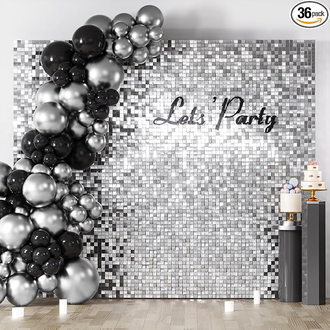 COKAOBE Silver Shimmer Wall Backdrop, Photo Backdrops by COKAOBE