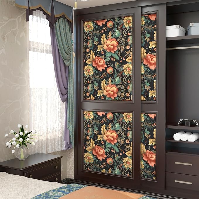 BOKEBEVE Vintage Floral Peel and Stick Wallpaper Vibrant Flower Contact Paper - Image 5