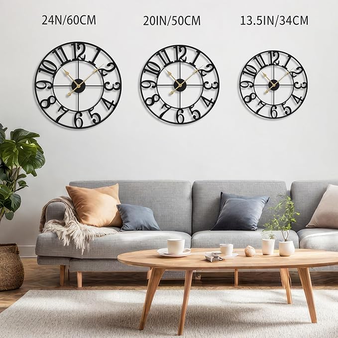 LEIKE Large Wall Clocks for Living Room, Non Ticking, Battery Operated - Image 2