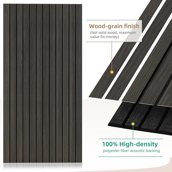 Wood Veneer Sound Panels, 10 Pack 47.2”x23.6” Wall Panels, Decorative Acoustic - Image 3