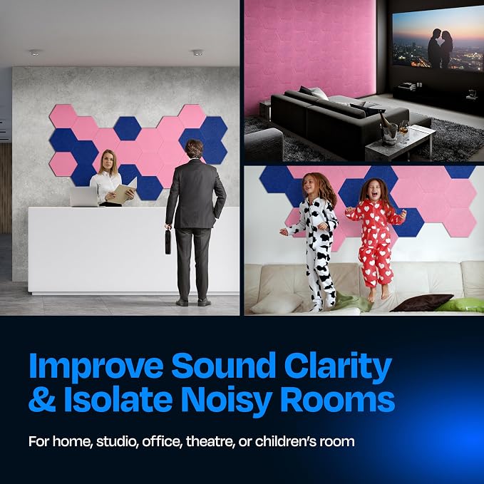 Acoustic Panels 12-Pack Soundproof Wall Panels 14"X12.1"X0.4" Sound Panels High - Image 4
