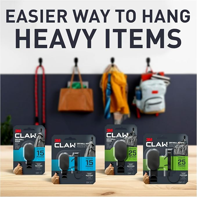 3M CLAW 15 lb. 2 Drywall Black Hooks & 2 Extra Picture Hangers, Heavyweight - Image 11
