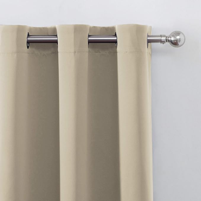 LEMOMO Beige Thermal Blackout Curtains/52 x 72 Inch/Set of 2 Panels Room - Image 7