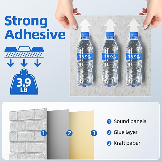 20 Pack Acoustic Panels with Self Adhesive, Soundproof Wall Panels, Brick Sound - Image 4