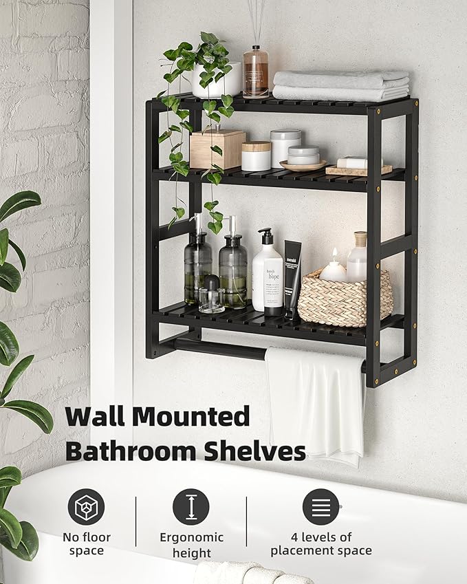 Galood Over The Toilet Storage Bathroom Shelves Wall Mounted 3 Tier Space Saver - Image 4
