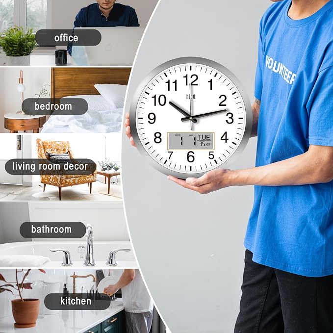 HITO 14 Inch Silent Wall Clock Battery Operated - Image 4