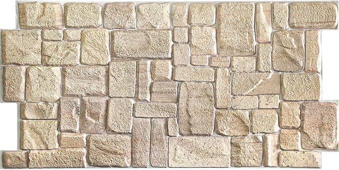 Dundee Deco PG7005-5 Beige Faux Limestone PVC 3D Wall Panel, 3.3 ft X 1.7 ft - Image 4