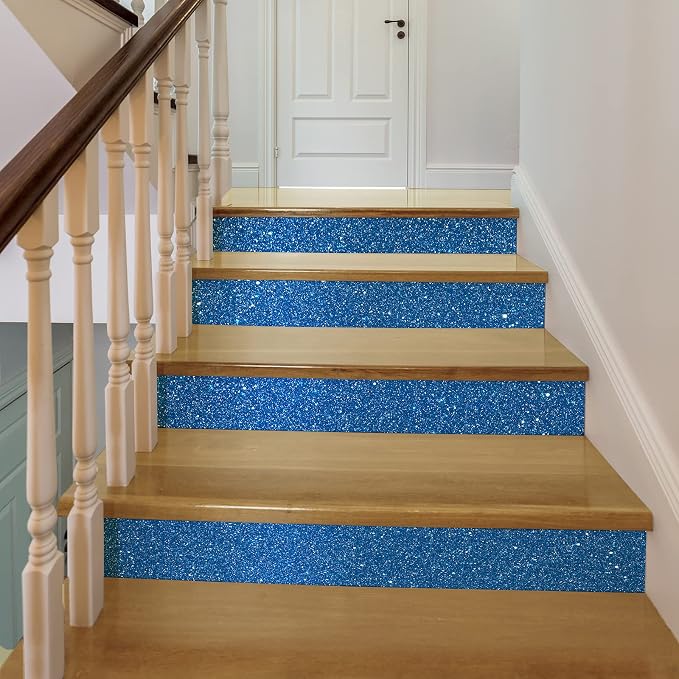 CRE8TIVE Blue Glitter Wallpaper Border Fabric Glitter Wallpaper Stick and Peel - Image 2