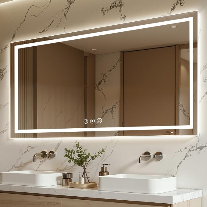 72X40 LED Bathroom Mirror with Lights, Backlit + Front Lit, Lighted Bathroom by Rpoesx