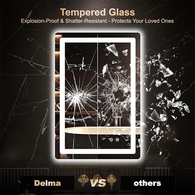 Delma LED Bathroom Mirror with Lights, 30x20 Vanity Mirror - Image 5