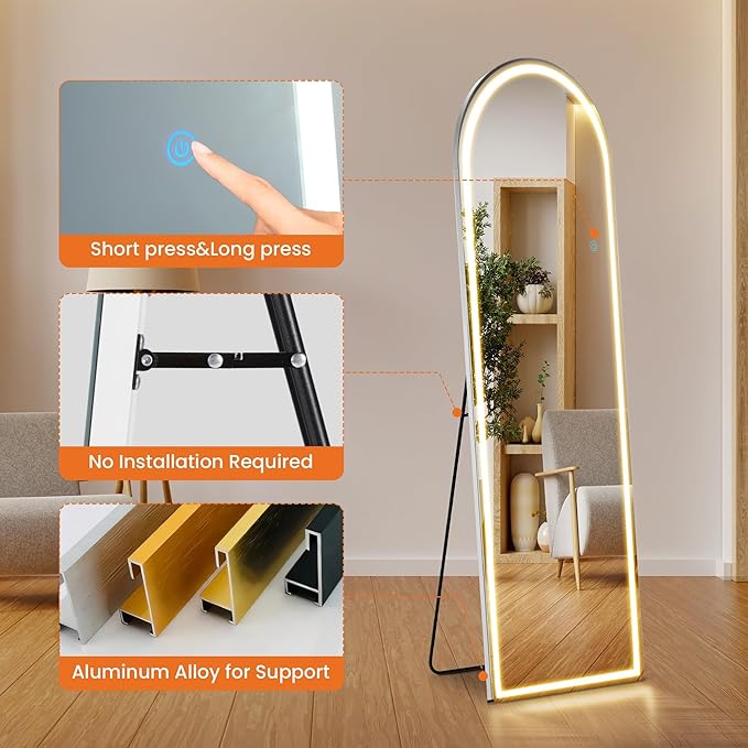 Sweetcrispy Arched LED Full Length Mirror - Image 2