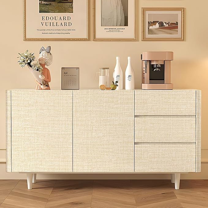 Amiya Grasscloth Cream Wallpaper Peel and Stick Beige Faux Fabric Linen Contact - Image 4