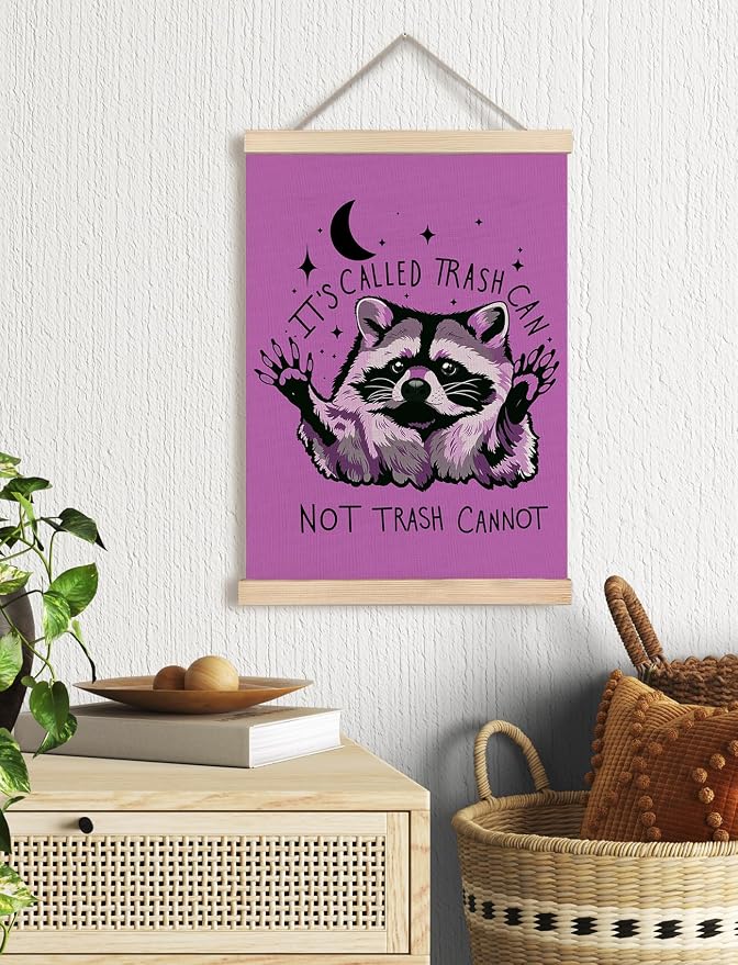 Foritho Funny Motivational Raccoon Meme Poster Wall Art Framed - Image 2