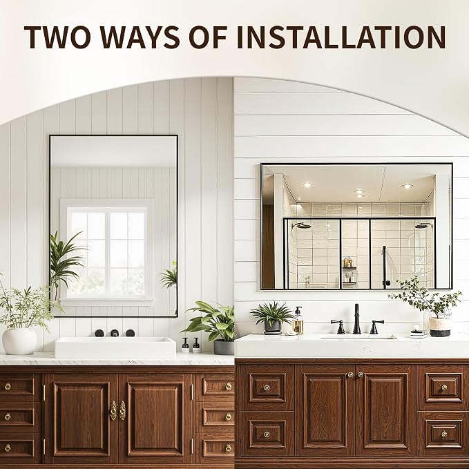 FICTOR Bathroom Vanity Mirror-Black, 30x20 Inch, Shatterproof & Anti-Rust - Image 3