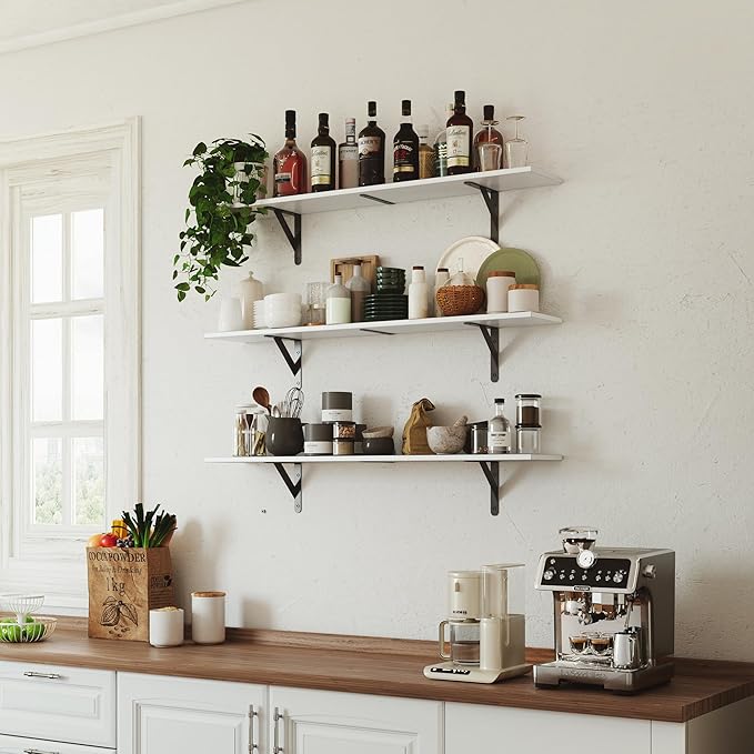 WOPITUES Floating Shelves for Wall 40″W x 8″D, Long Wall Mounted Shelves Set of - Image 7