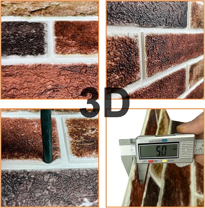 20-Pack 104 Sq.Ft 3D Wall Panels Peel and Stick 3D Faux Brick Wallpaper Peel - Image 5