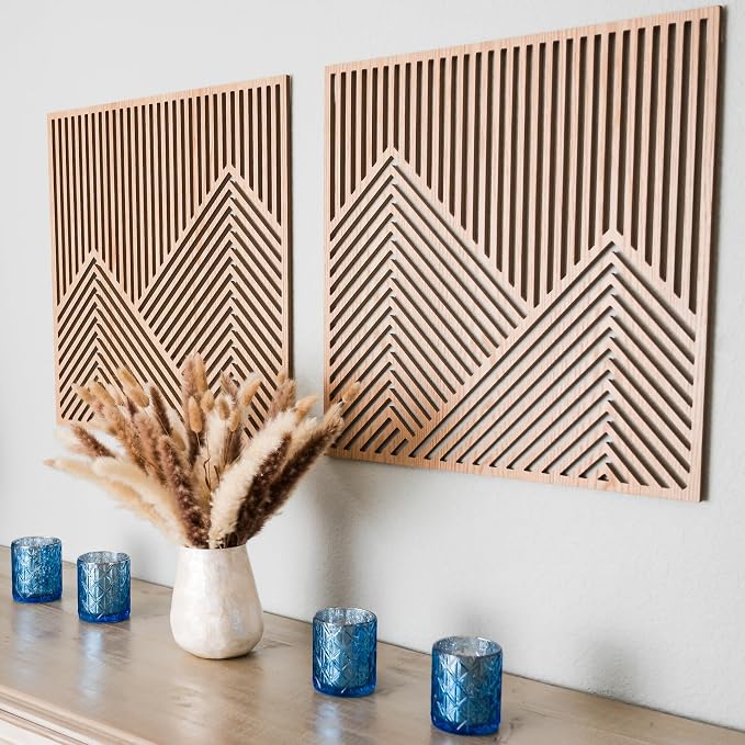 SnugLife 2 Pcs Wood Mountain Wall Art by SnugLife