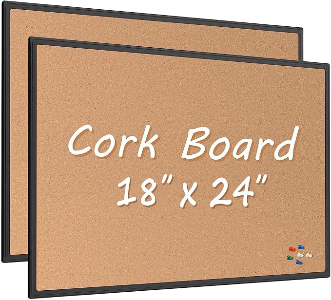 2-Pack Cork Board Bulletin Board 24 x 18, Office Board by Justdowhatyouwanttodo