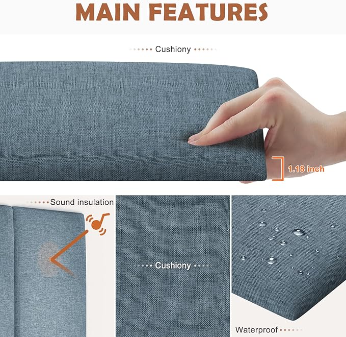 IFNOW Upholstered Wall Mounted Headboard, 3D Soundproof Wall Panels Peel and - Image 2