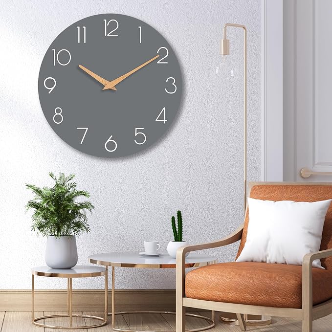 cicininc Wall Clock, 16 Inch Wooden Battery Operated Wall Clocks Silent - Image 4
