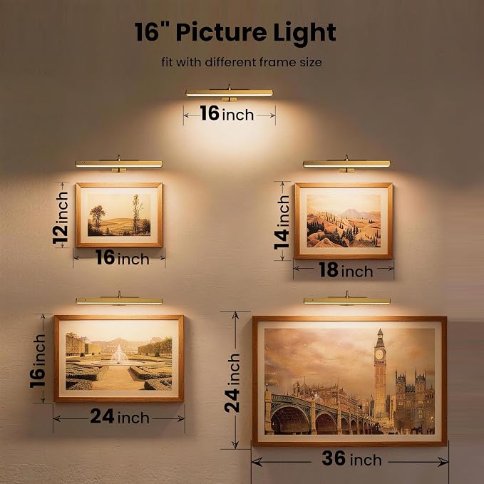Picture Light Battery Rechargeable, 3 Color Modes and Dimmable Classic Art - Image 10