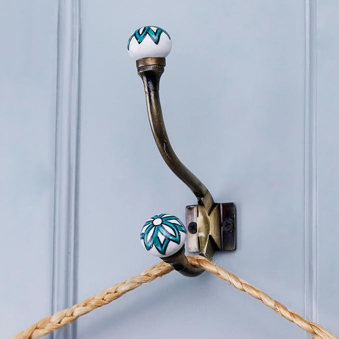 Indian Shelf Pack of 12 Heavy Duty Ceramic Unique Wall Hooks - Image 3