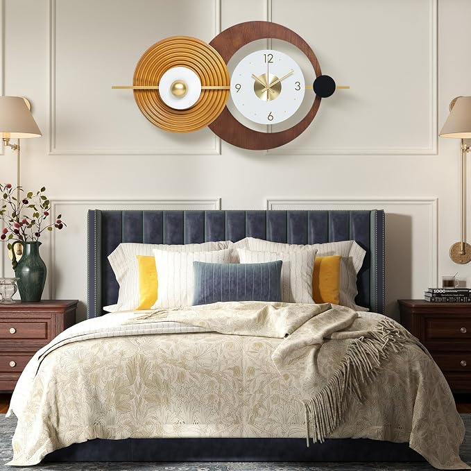Wall Clock Modern Battery Operated Big Clocks Metal and Wooden Nordic Style - Image 4