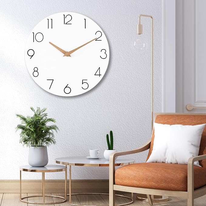 cicininc Wall Clock, 16 Inch Wooden Battery Operated Wall Clocks Silent - Image 5