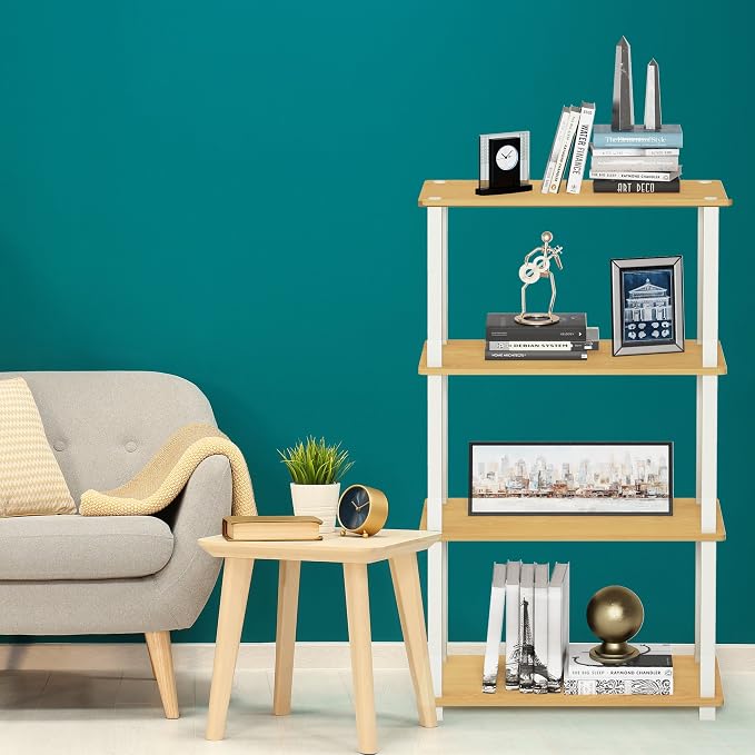 Furinno TURN-S-TUBE Storage Shelves, 4-Tier Book Shelf, Corner Shelf, Toolless - Image 2