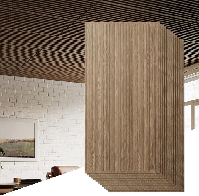 Giantex 12 Pack Fluted PVC Wall Panels, Glue Up or Drop Ceiling Panel, by Giantex
