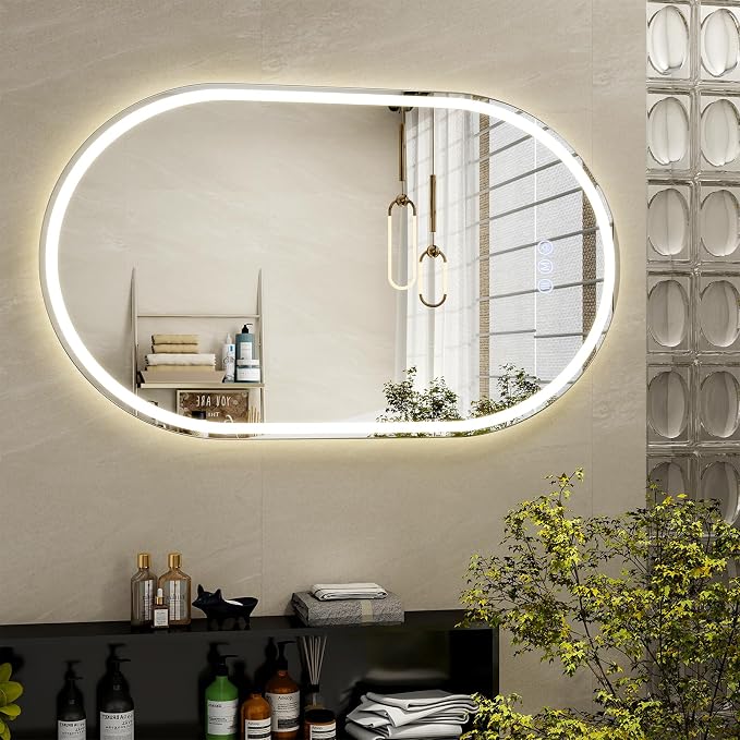 BEAUTYPEAK 40x24 LED Oval Bathroom Mirror - Image 7