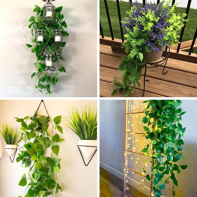 CEWOR 2pcs Fake Hanging Plants for Room Decor, 3.6ft Artificial Ivy Pothos Vine - Image 5