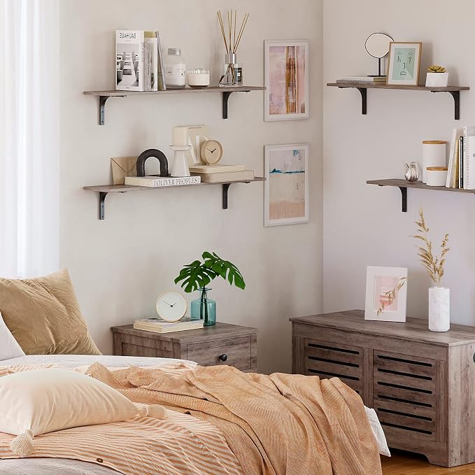 DINZI LVJ Long Wall Shelves, 39.4Inch Wall Mounted Shelves Set of 2, Extra - Image 7