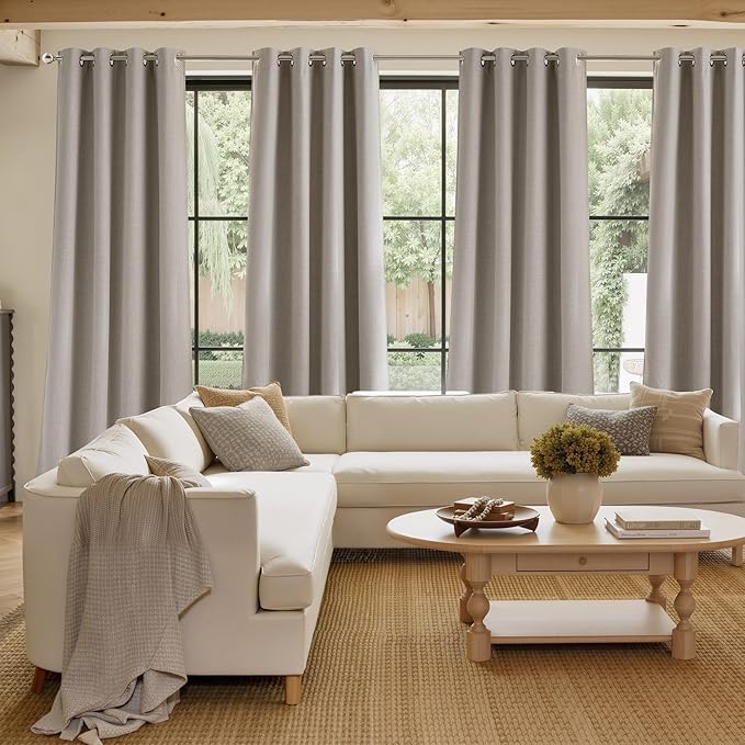 NICETOWN Short Faux Linen Angora Blackout Curtains 63 inches Long - Image 4