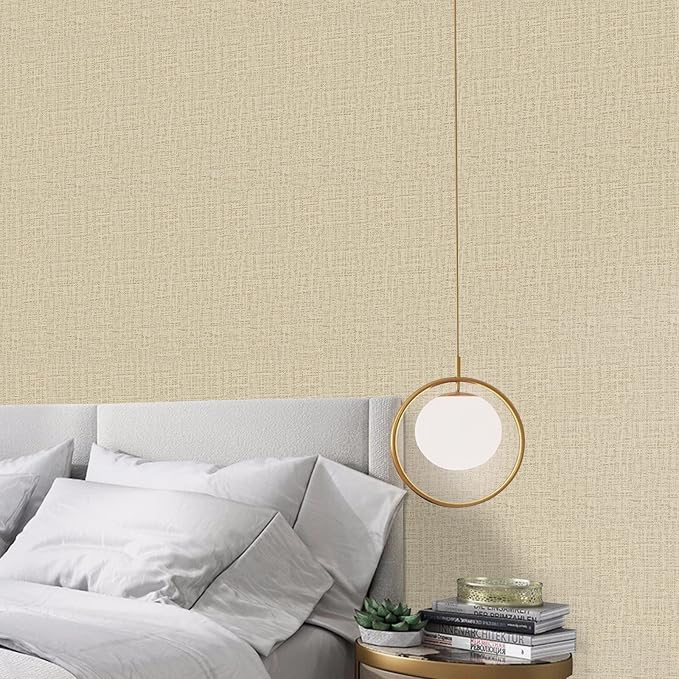 TANONE Khaki Contact Paper Peel and Stick, Grasscloth Beige Wallpaper Self - Image 5