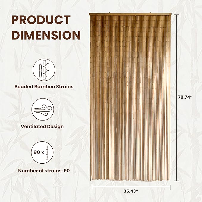 Vietbud Décor Natural Bamboo Beaded Curtains - Image 2
