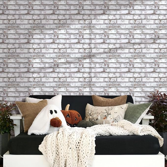 Commomy 10 Pcs 3D Faux Brick Wall Panels -11.8"X11.8" Small Size PVC Grey - Image 9