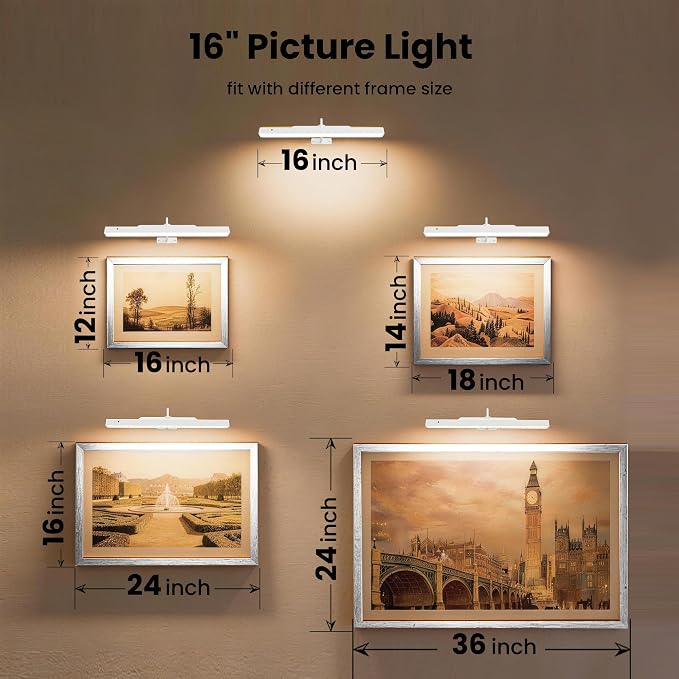 Picture Light with Remote - 16in White Rechargeable Battery Wall Light - Image 9
