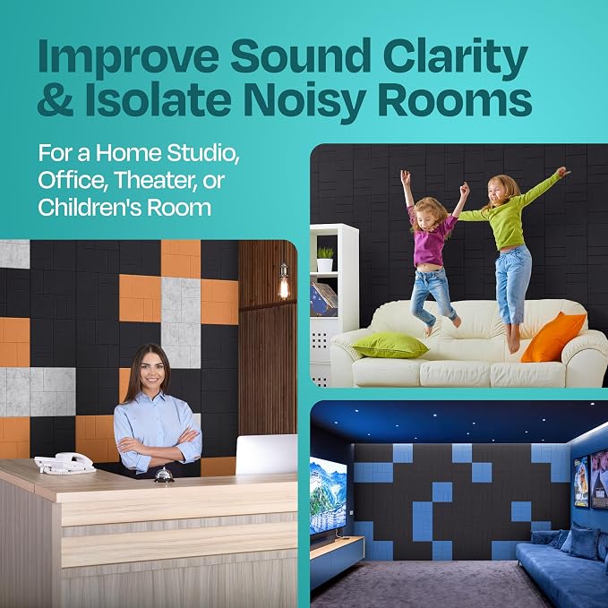 Acoustic Panels 12-Pack Soundproof Wall Panels 12"x12"x0.4" Decorative Sound - Image 7