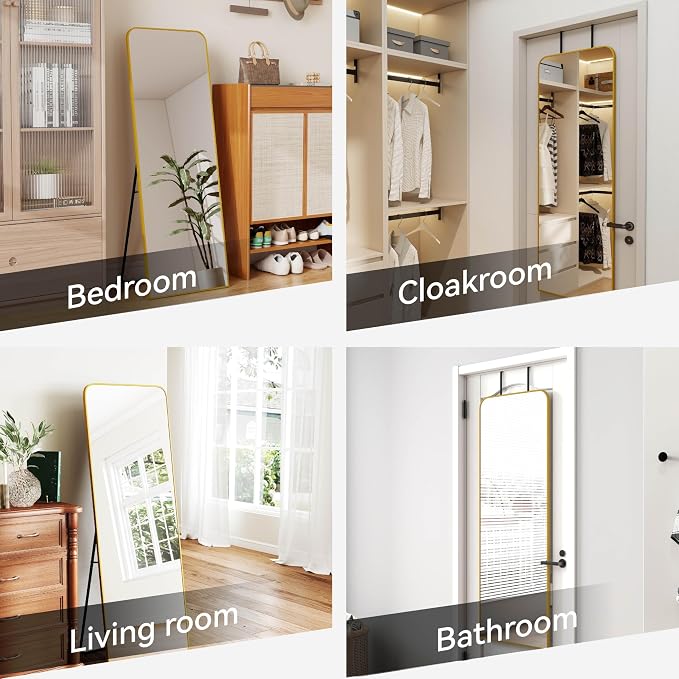 SCWF-GZ 57x20 Door Hanging Full Length Mirror, Floor or Wall Mounted Metal - Image 3