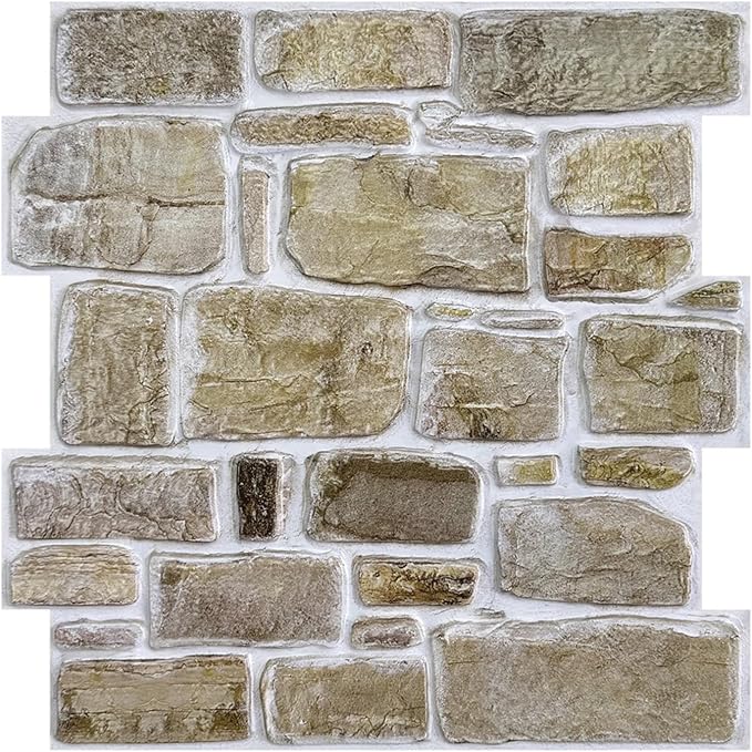 Commomy 10 Pcs 3D Stone Wall Panels Peel and Stick by CommomyDecor