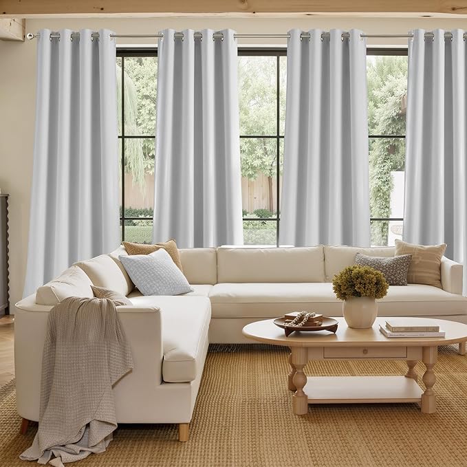 NICETOWN Room Darkening Greyish White Curtains 84 inches Long - Image 4