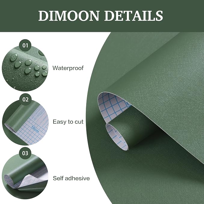 Dimoon 17.7''x118'' Peel and Stick Wallpaper Green Contact Paper - Image 4