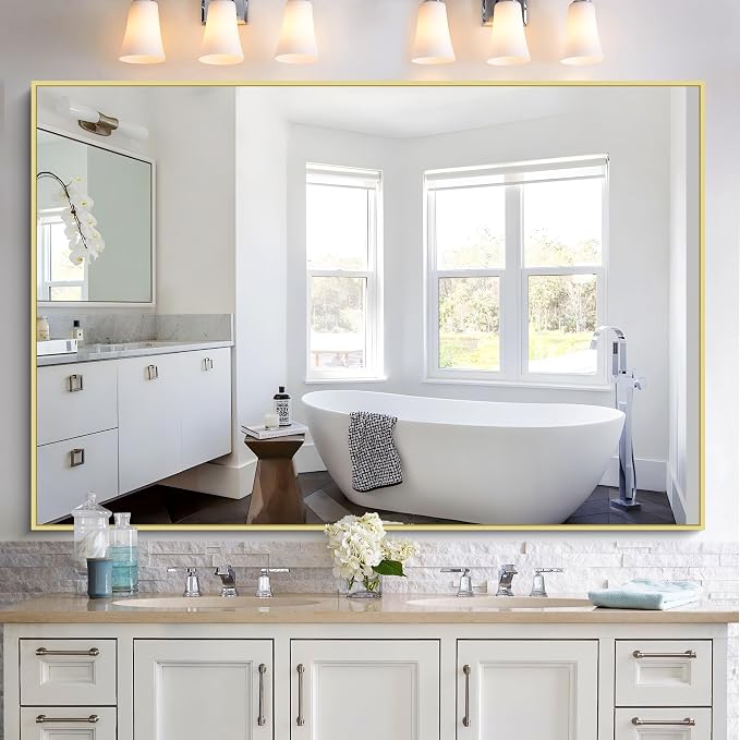 KOCUUY Large Gold Bathroom Mirror, 60x40 Inch Rectangular Mirror - Image 2