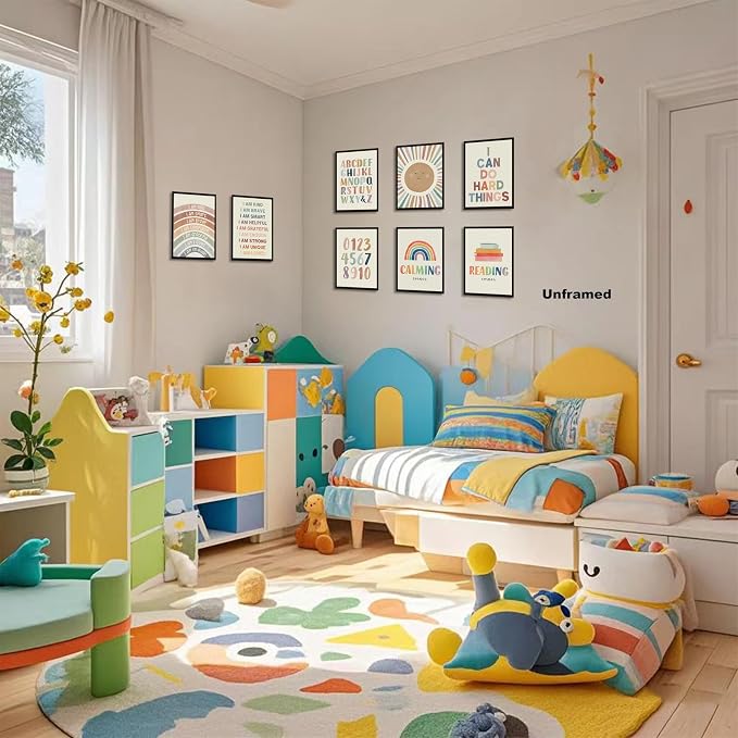 SEHSUVC Baby Alphabet 1 2 3 Wall Art Set of 9, Number Rainbow Canvas Posters - Image 5