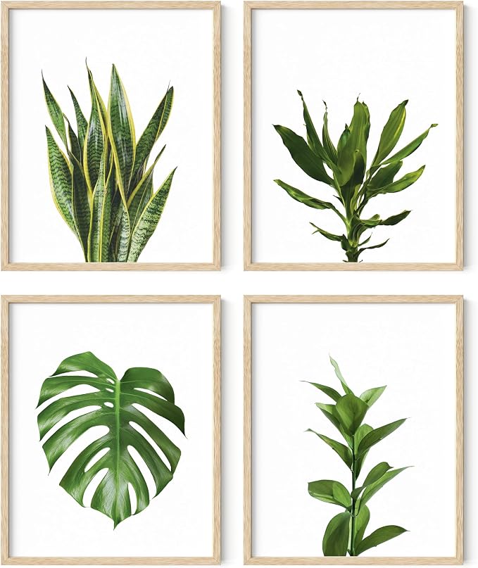 Plant Photo Set of 4-8x10 Framed Beige by HausandHuesArtPrints