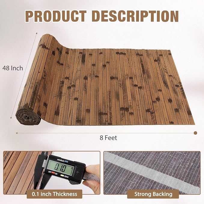 Natural Bamboo Wall Panel for Interior Wall Decor, Pole Wrap Wainscoting - Image 2
